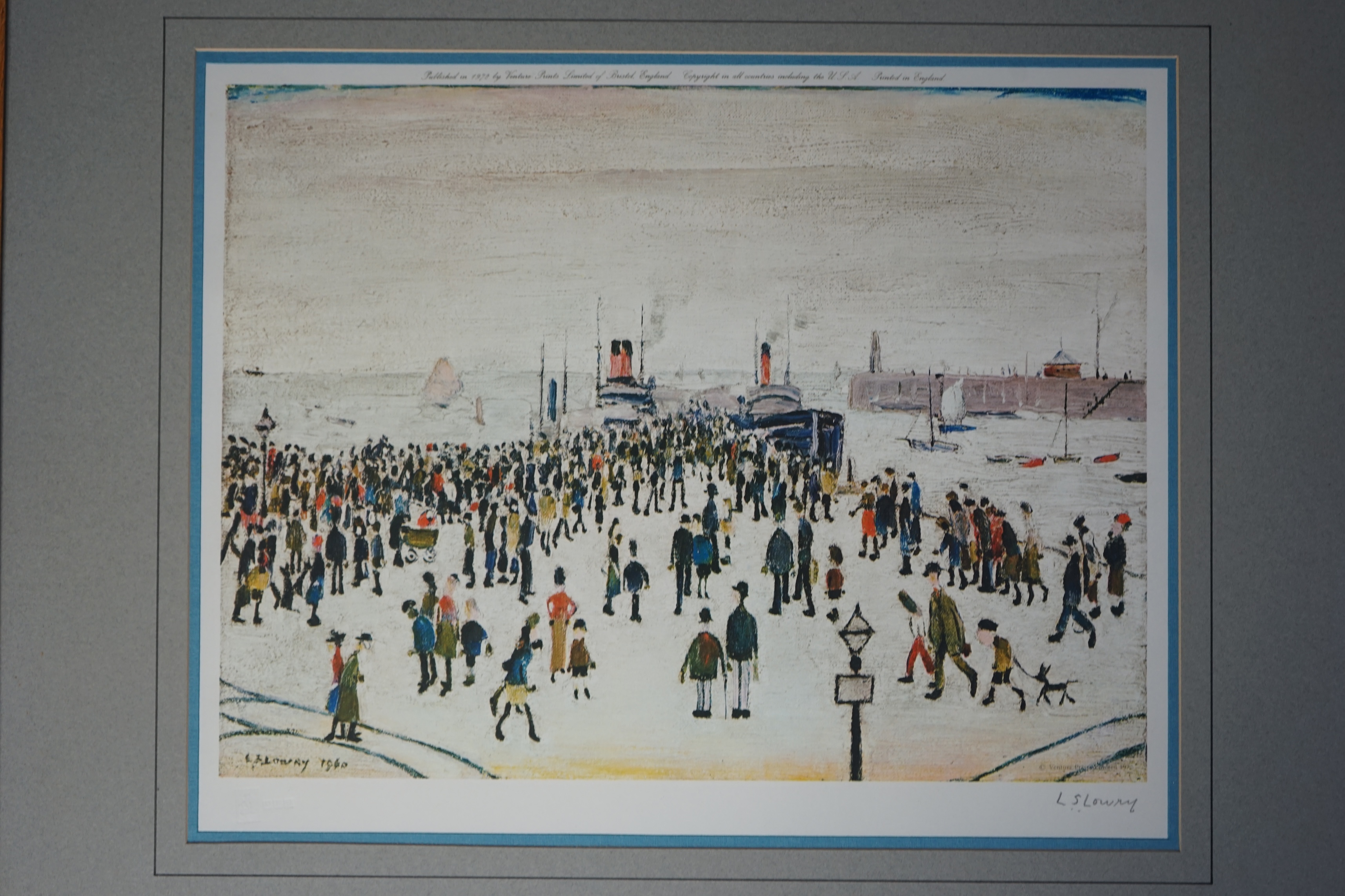 Laurence Stephen Lowry RA, RBA (1887-1976), Ferry boats, offset lithograph, 30.5 x 40.5cm